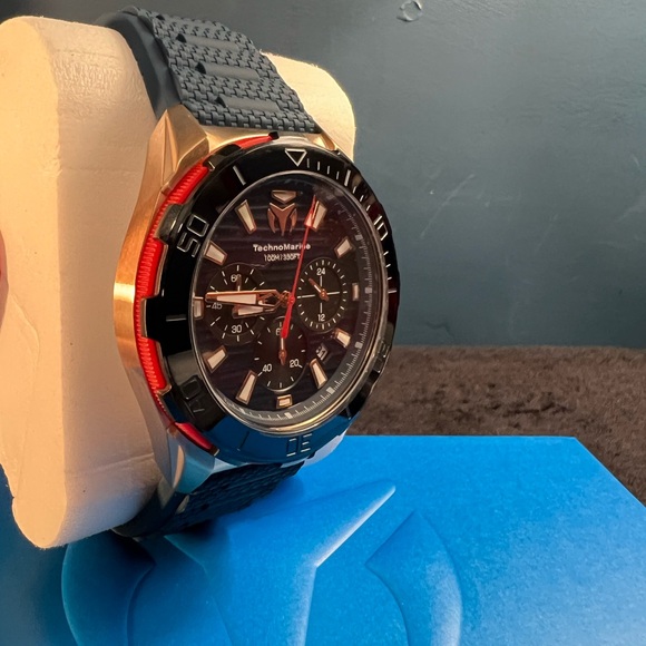 TechnoMarine Seven Seas Sport Men’s Watch-44mm-TM725025 Navy&Gold Chrono(NWT) - Picture 4 of 12